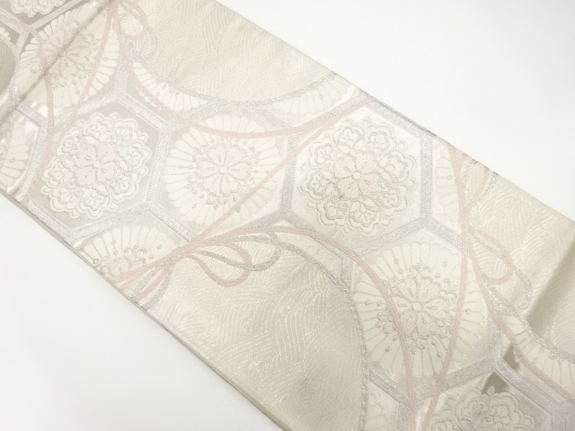 JAPANESE KIMONO / ANTIQUE FUKURO OBI / SILK / WOVEN FLORAL KIKKO
